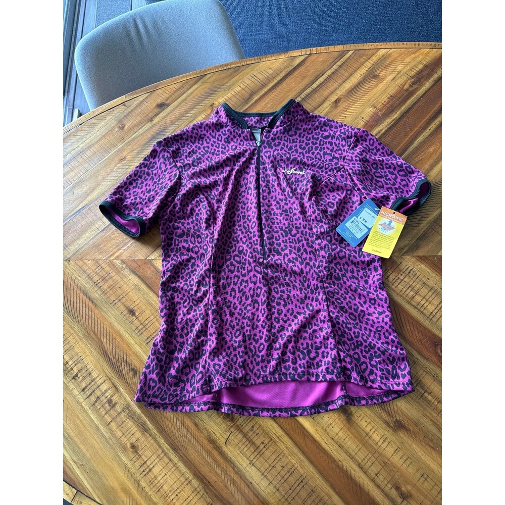 SheBeest Women’s Cycling Jersey Large pink leopard print